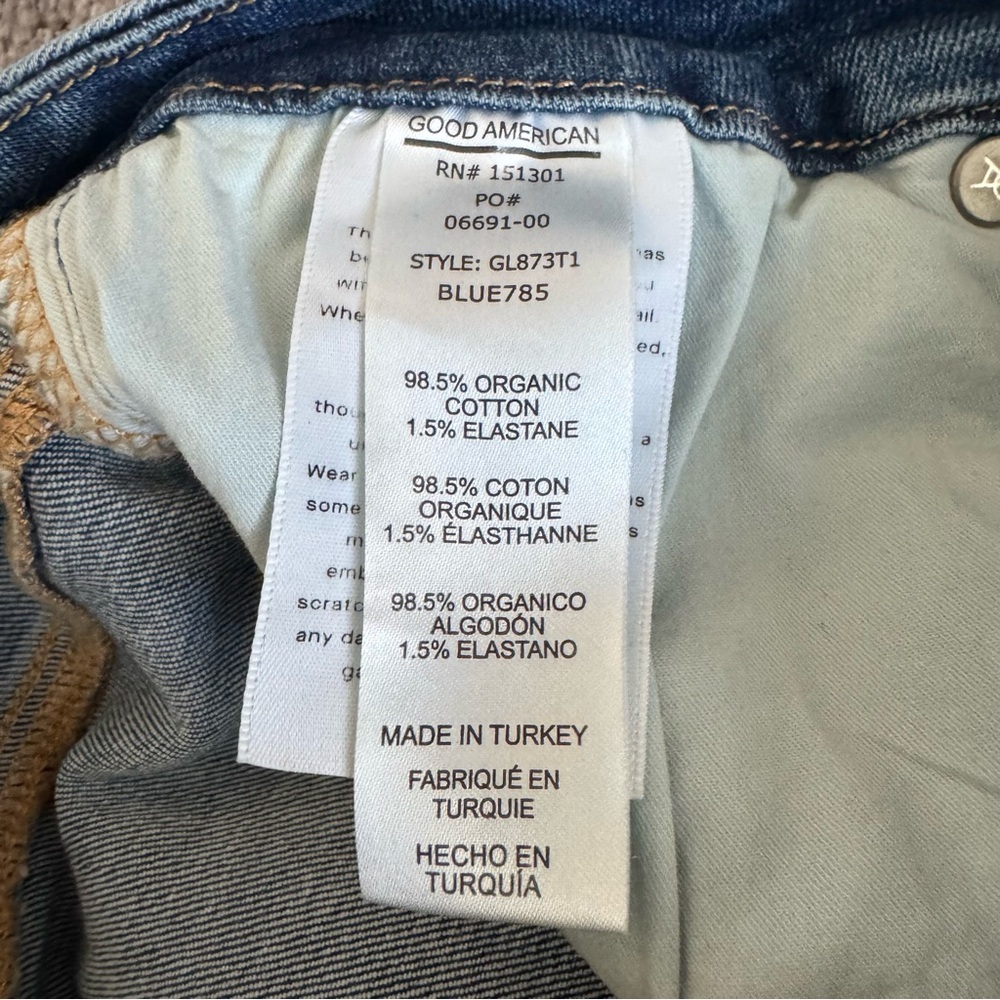 GOOD AMERICAN Jeans Women’s Size 26 Med Wash Distressed Good Legs Organic Cotton - Picture 4 of 10